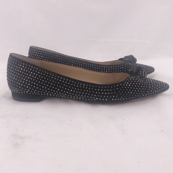 Ann Taylor Black Camryn Studded Bow Flat - Picture 1 of 7